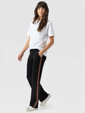 Saint + Sofia Black Runway Pant with Leopard Stripe - size 6